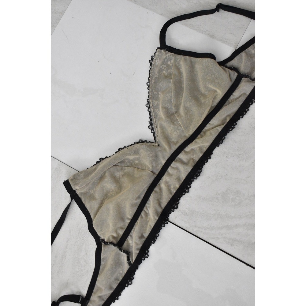 Gillian O'Malley Bralette Women Large Black Modern Lace Mesh Wireless Strappy - Picture 5 of 6